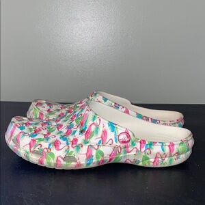 Crocs Freesail Flamingo Prints Clogs.  Size 8.